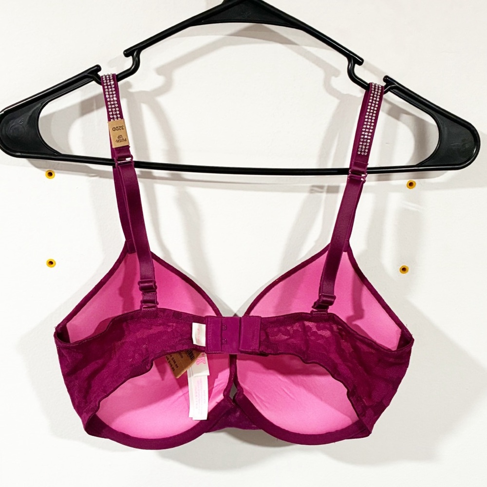 Victorias Secret Pink Racer Back Wear Everywhere Bra Rhinestone Straps 32DD NEW - Picture 5 of 5
